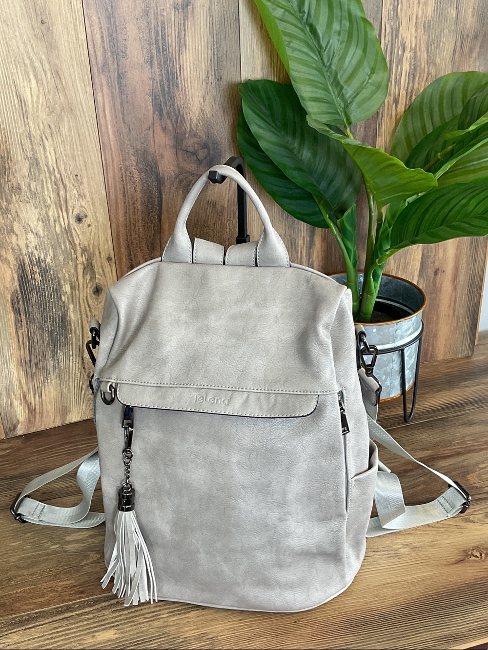 Swirl Textured Leather-Look Crossbody Backpack Hybrid 171J